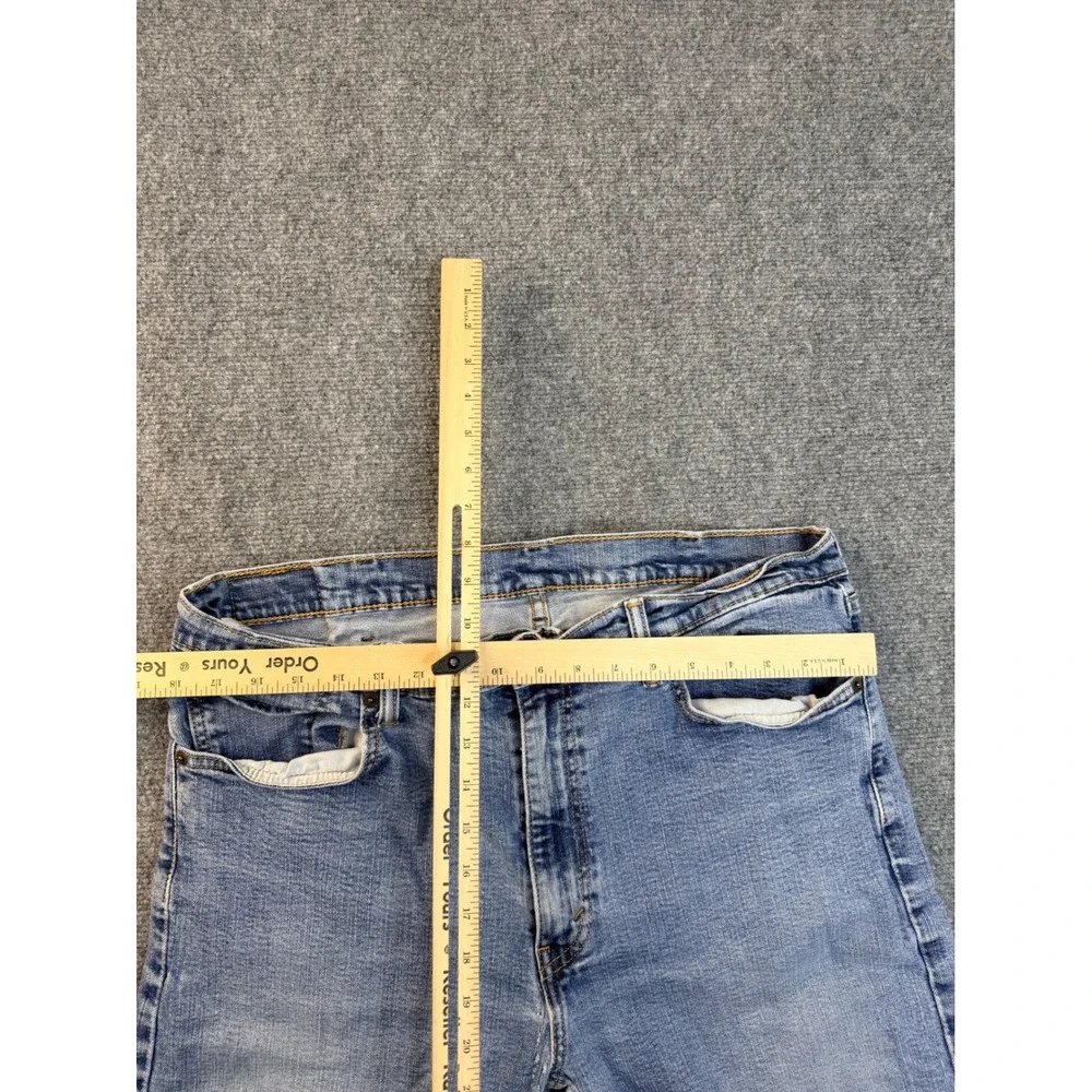Levis 505 Mens 38x30 Light Wash Blue Regular Fit Straight Leg Denim Jean Distres